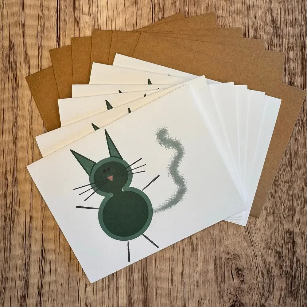 Greeting Cards Blank Notes Thank You Cards Cat Lover 6 w/Envelopes Custom Art